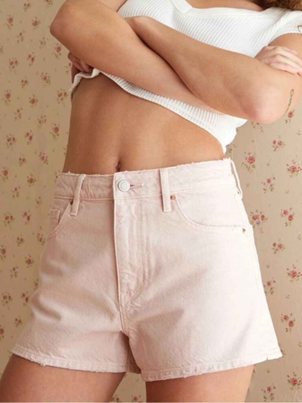 Pacsun Eco Pink High Waisted Denim Festival Shorts - 25